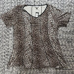 New Women’s Plus Sized Leopard Print Short Sleeve Tunic Top size 3X